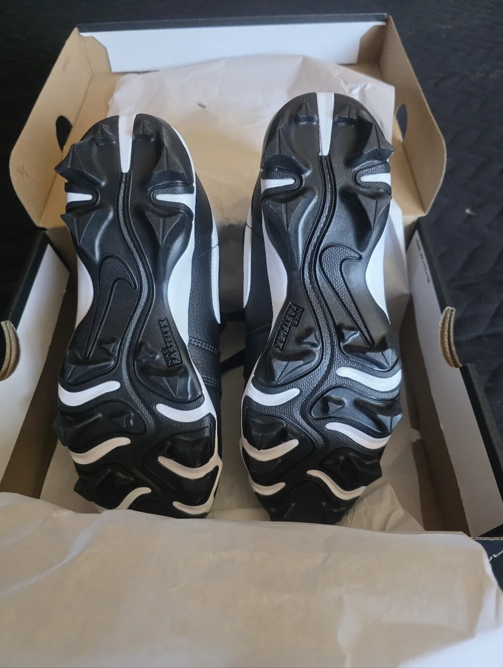 Nike Black and White Jordan 1 Low Youth Cleat